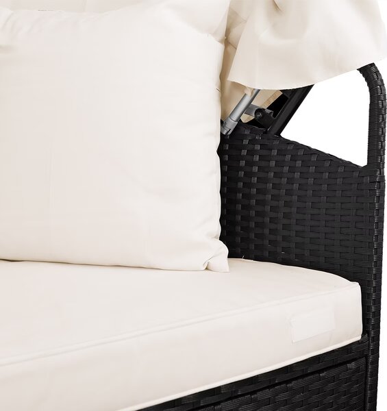 Deuba Ratanová zahradní postel LAZY BIG Ø226 cm - černá