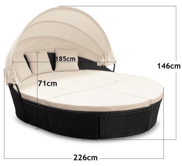Deuba Ratanová zahradní postel LAZY BIG Ø226 cm - černá