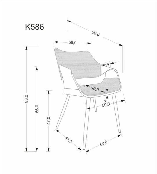 Halmar Jídelní židle / křeslo K586 ořech/černá