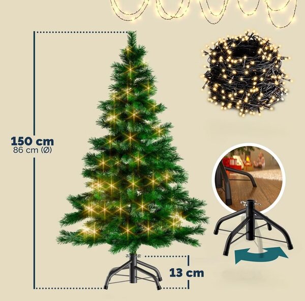 Deuba Umělý vánoční stromeček 150 cm + světelný řetěz
