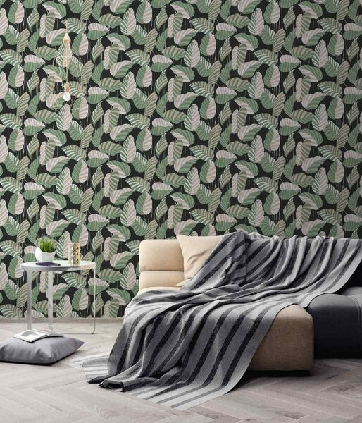 A.S. Création | Vliesová tapeta na zeď Antigua 39094-2 | 0,53 x 10,05 m | zelená, bílá, béžová, černá, krémová