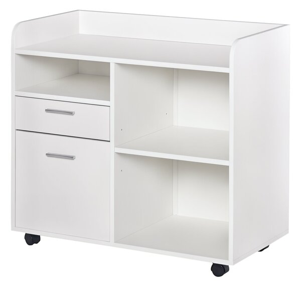 Stojan na tiskárnu Vinsetto - Mobilní organizační jednotka do kanceláře - 80D x 40Š x 72V cm Bílý dřevo | Aosom