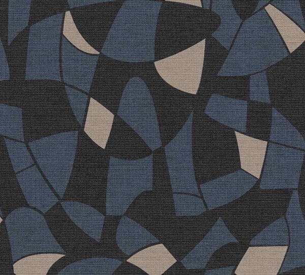 A.S. Création | Vliesová tapeta na zeď Antigua 39093-5 | 0,53 x 10,05 m | modrá, béžová, černá