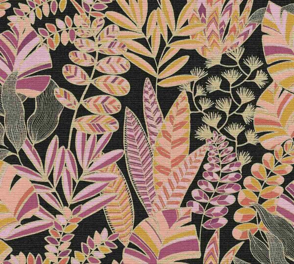A.S. Création | Vliesová tapeta na zeď Antigua 39095-3 | 0,53 x 10,05 m | vícebarevná, fialová, zlatá, černá, žlutá, růžová