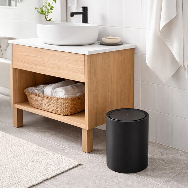 Černý plastový odpadkový koš 6 l – Orion