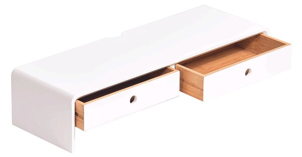 KONDELA Podstavec pod monitor, bambus, bílá / přírodní, ELARO TYP 2