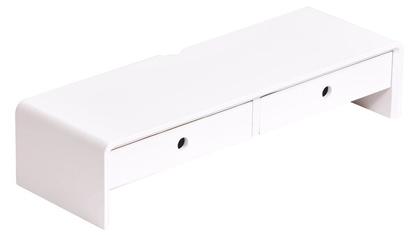 KONDELA Podstavec pod monitor, bambus, bílá / přírodní, ELARO TYP 2