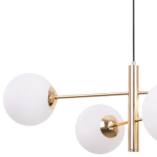 Light for home - Závěsné svítidlo ve zlatém provedení s bílými foukanými stínidly - "Kvintesence Glamouru"."VICENZA", 4x40W, E14, Zlatá