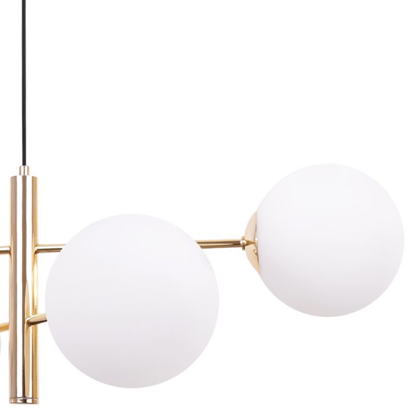 Light for home - Závěsné svítidlo ve zlatém provedení s bílými foukanými stínidly - "Kvintesence Glamouru"."VICENZA", 4x40W, E14, Zlatá