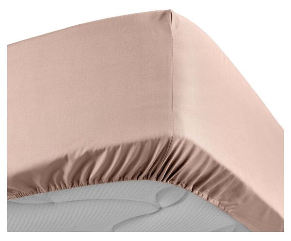 Růžové napínací prostěradlo z bavlněného perkálu 160x200 cm Percaline – douceur d'intérieur