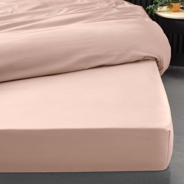 Růžové napínací prostěradlo z bavlněného perkálu 160x200 cm Percaline – douceur d'intérieur