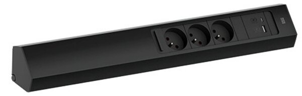 Zásuvková lišta Bachmann Casia 2 dlouhá - černá Konfigurace elektrozásuvky: 3x230V + USB nab. A+C