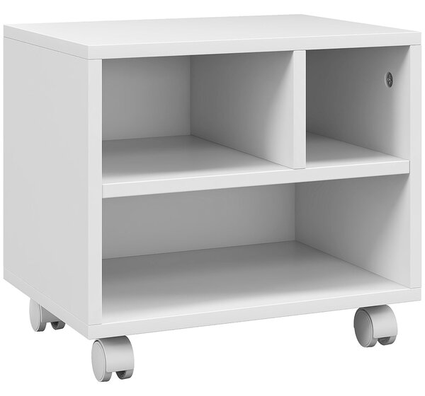 HOMCOM Stojan na tiskárnu – úložný nábytek s kancelářským kabinetem a 4 otevřenými přihrádkami - rozměry 40D x 30Š x 36V cm - v bílé dřevě | Aosom