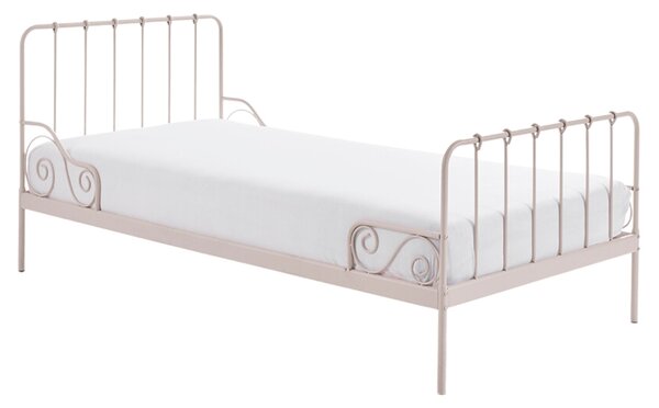 Světle růžová kovová postel Vipack Alice 90 x 200 cm