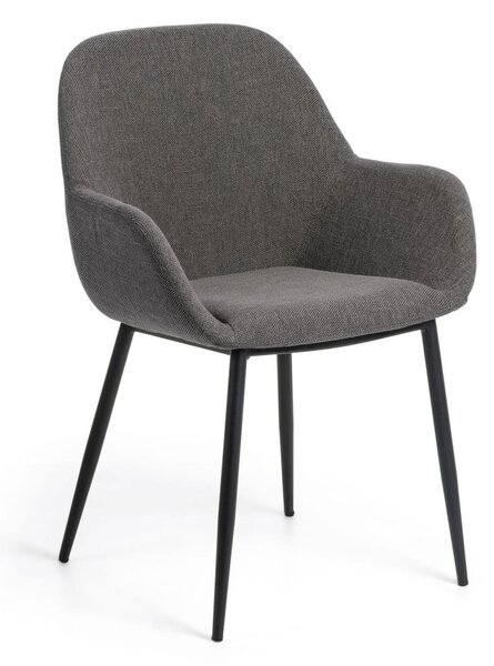 Antracitové čalouněné jídelní křeslo Konna – Kave Home