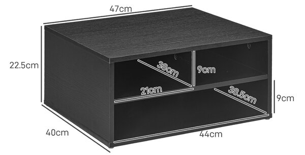 Mobilní stojan na tiskárnu HOMCOM s 3 otevřenými přihrádkami, stojan na tiskárnu pro kancelář a kompaktní studijní dokumenty ve 2 úrovních, 47x40x22.5