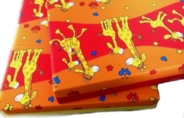 Dětská matrace do postýlky Klasik PUR pěna vzor žirafa červená 120x60 cm