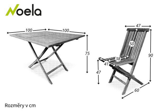 Noela Zahradní teakový set 1+4 pro 4 osoby Square II