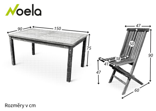 Noela Zahradní teakový set 1+4 pro 4 osoby Clasic I