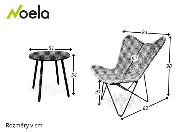 Noela Balkonový set Lounge + 2x křeslo Edland