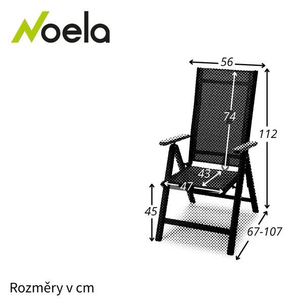 Noela Polohovací kovové křeslo Mona natural područky