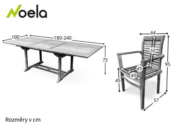 Noela Dřevěný zahradní nábytek Faisal I. teak set 1+8