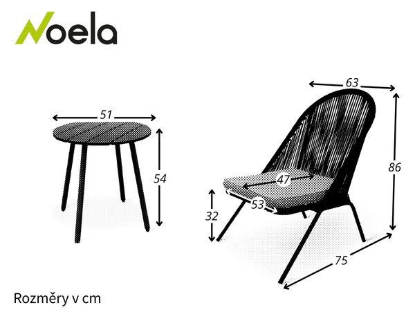 Noela Balkonový set Lounge + 2x křeslo North