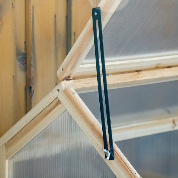 Outsunny Dřevěný Mini Skleník 90 x 52 x 49,5 cm, Zahradní Lůžko s Krytem, Skleník s Přenosem Světla, Zimní Ochrana pro Zahradu, Balkon, Přirozené Dřev