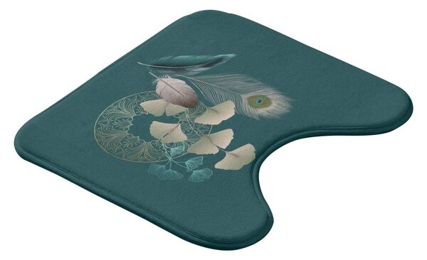 Tyrkysová WC koupelnová předložka 45x45 cm Ginkoblue – douceur d'intérieur