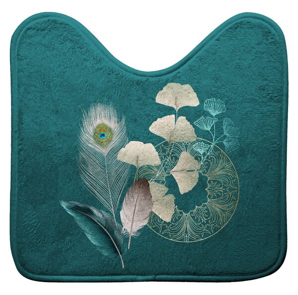 Tyrkysová WC koupelnová předložka 45x45 cm Ginkoblue – douceur d'intérieur