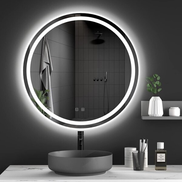 Rea Zrcadlo ⌀80 cm s regulovatelným LED osvětlením HOM-05520