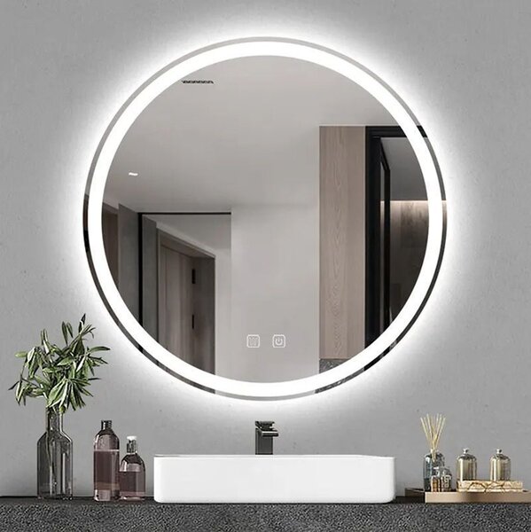 Rea Zrcadlo ⌀80 cm s regulovatelným LED osvětlením HOM-05520