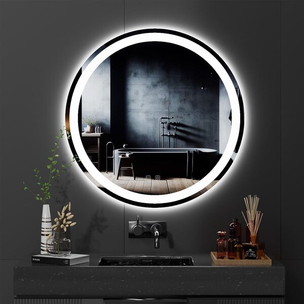 Rea Zrcadlo ⌀80 cm s regulovatelným LED osvětlením HOM-05520