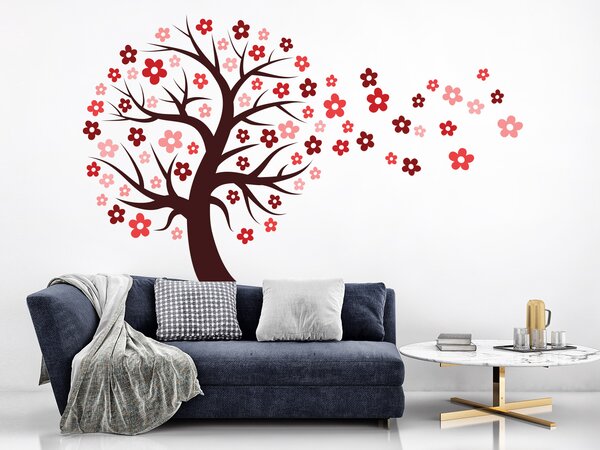 Strom s červenými květy 164 x 100 cm