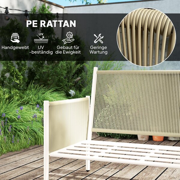 Souprava zahradního nábytku Outsunny z ratanového syntetického materiálu - Lounge set s dvoumístnou pohovkou, křeslem a skleněným stolkem s polštáři -