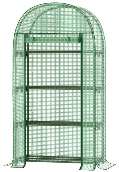 Outsunny Mini Skleník na Balkon s 4 Policemi, Mini Skleník, Zeleninový Skleník, Růstový Dům, Studený Rám, Kov, Zelený, 80 x 49 x 160 cm | Aosom