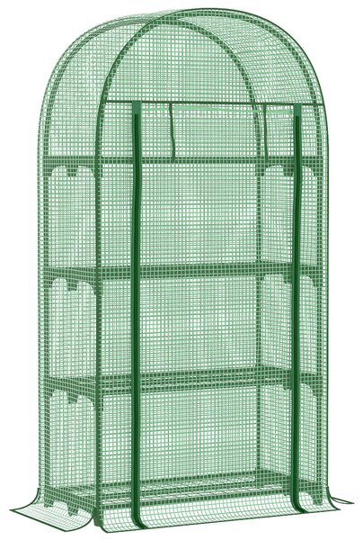 Outsunny Mini Skleník na Balkon s 4 Policemi, Mini Skleník, Zeleninový Skleník, Růstový Dům, Studený Rám, Kov, Zelený, 80 x 49 x 160 cm | Aosom