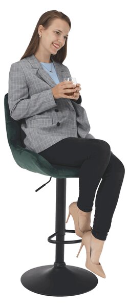 KONDELA Barová židle, tmavozelená Velvet látka, CHIRO NEW