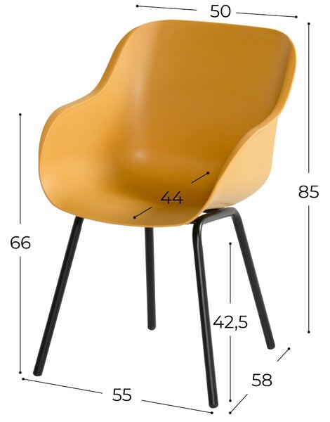 Sophie Rondo Elegance - jídelní plastová židle Hartman s alu podnoží Sophie - barva židle: Curry Yellow