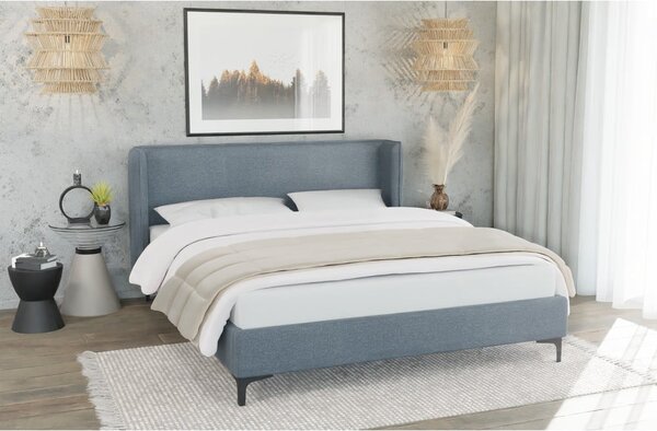 Modrá čalouněná jednolůžková postel s roštem 90x200 cm Basti – Ropez