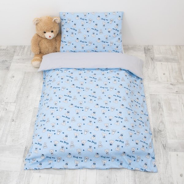 ESITO Dětské povlečení Teddy bears z Jersey - modrá / 100 x 135, 60 x 40 cm