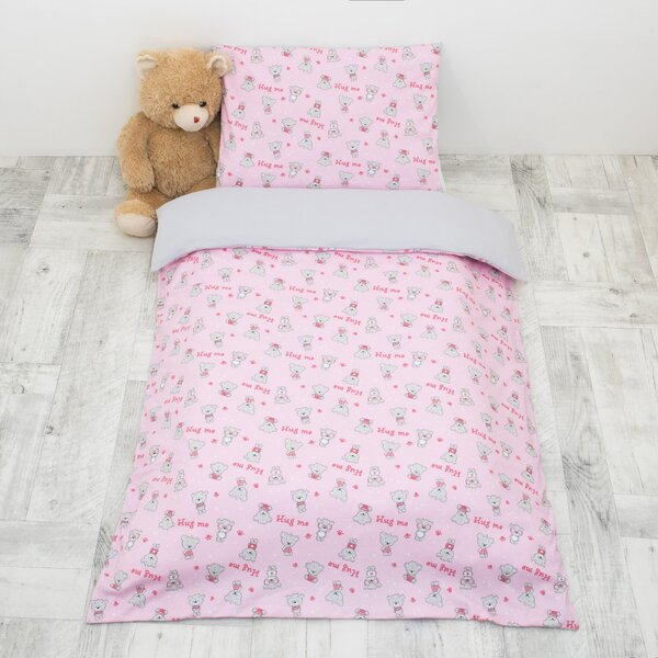 ESITO Dětské povlečení Teddy bears z Jersey - 100 x 135, 60 x 40 cm / růžová