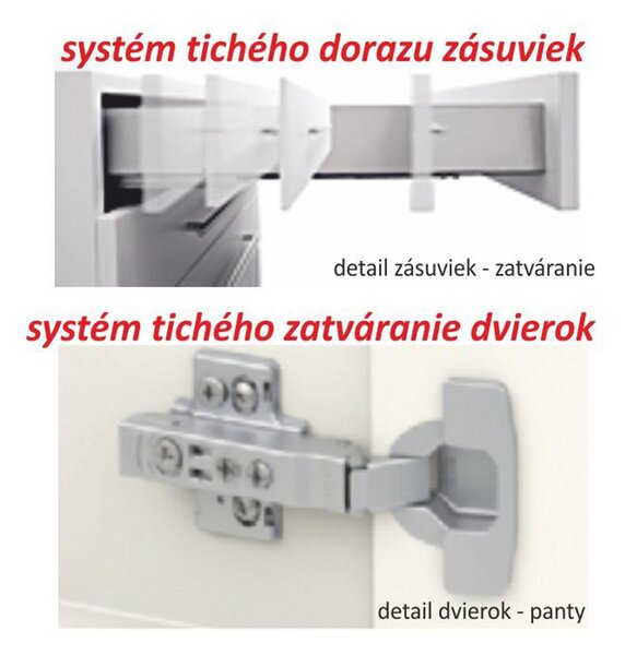 KONDELA Kuchyňská sestava, dub sonoma/bílá vysoký lesk HG, LINE NEW