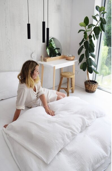 Bílé mušelínové povlečení na jednolůžko 140x200 cm Plain Muslin – Butter Kings