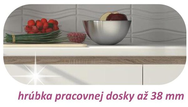 KONDELA Kuchyňská sestava, bíla/dub sonoma, LINE NEW