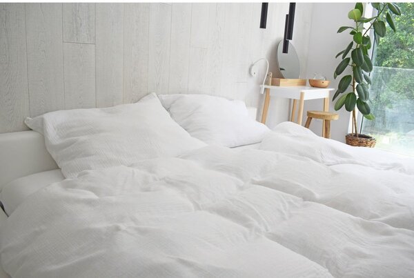 Bílé mušelínové povlečení na jednolůžko 140x200 cm Plain Muslin – Butter Kings