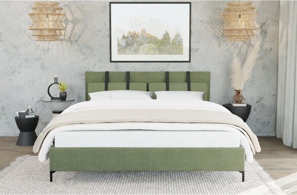 Zelená čalouněná dvoulůžková postel s roštem 180x200 cm Tulsa – Ropez