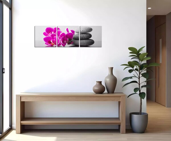 Obraz na plátně Orchideje se zen kameny