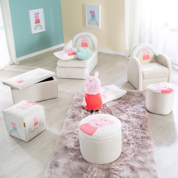 Bílé sametové dětské křesílko Peppa Pig – Roba