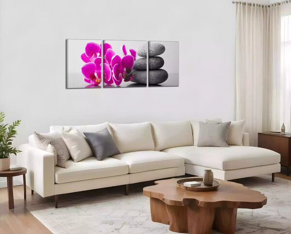 Obraz na plátně Orchideje se zen kameny